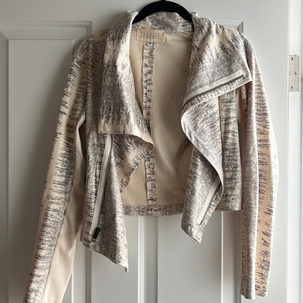 Georgie Faux Vegan Python Snake Moto Jacket